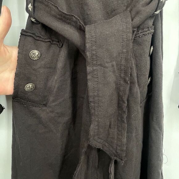 Röxxtar Black Pirate Coat Military Style Trench Coat Long Jacket Size 2 NWT - Picture 6 of 9